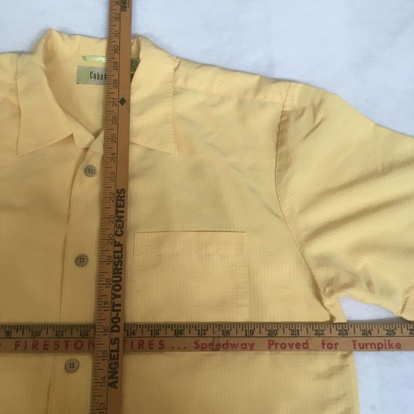#73 Cubavera Rayon Home Aid Short Sleeve Button Front Shirt Men's Size L Yellow - Picture 4 of 9